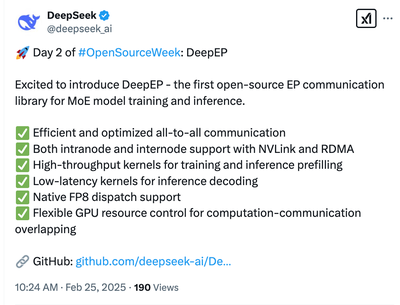 DeepSeek OpenSourceWeek第二弹:MoE训练模型+EP通信库DeepEP